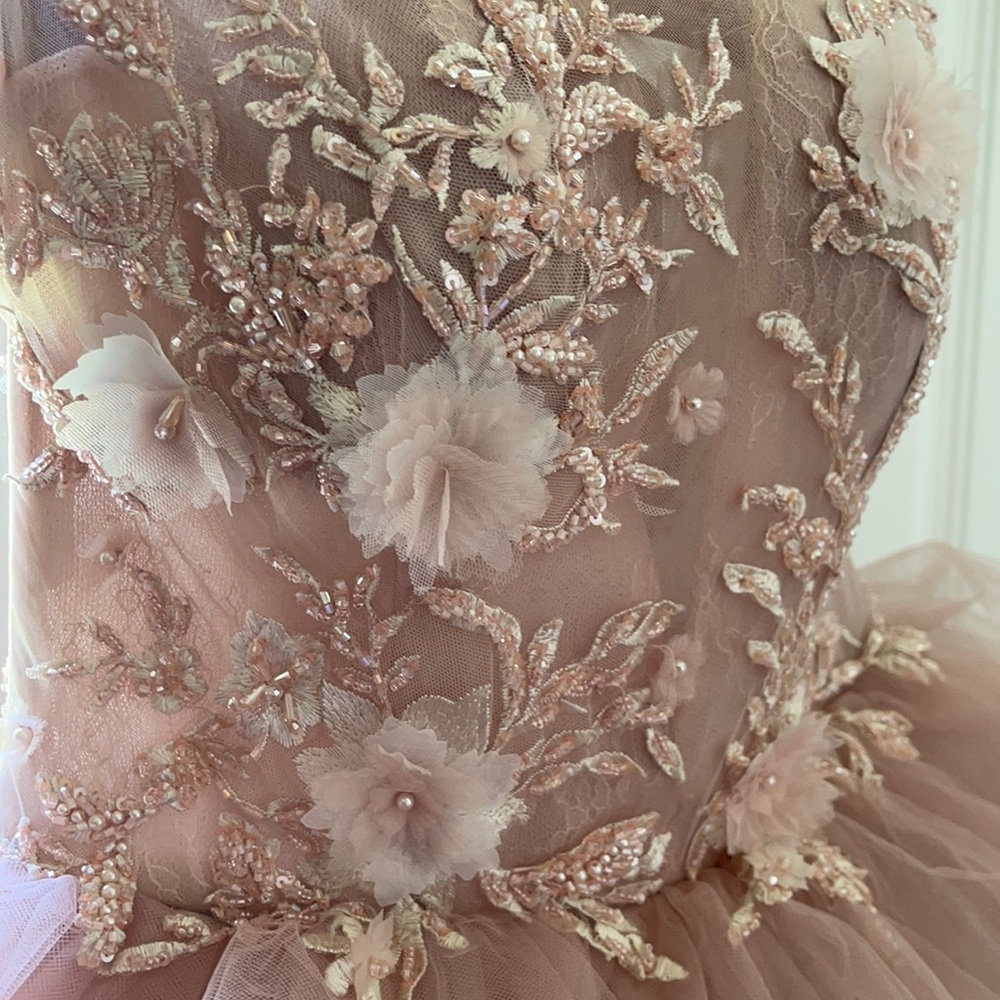Pink ruffle gown